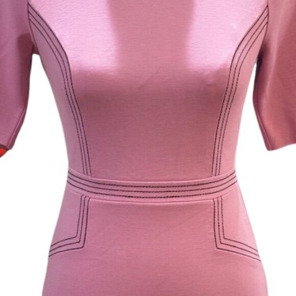 Boden Purple Fitted Ponte Short Sleeve Crew Neck Dress with Stitch Detailing - Picture 3 of 13